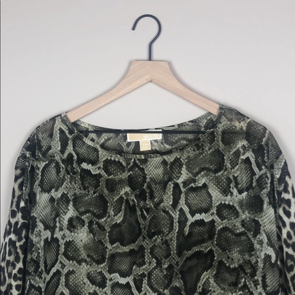 Michael Kors Sheer Snakeskin Leopard Top (S/M) - Picture 3 of 6